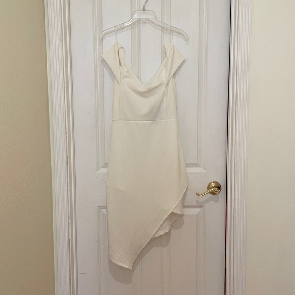 Fashion Nova white off-the-shoulder dress
